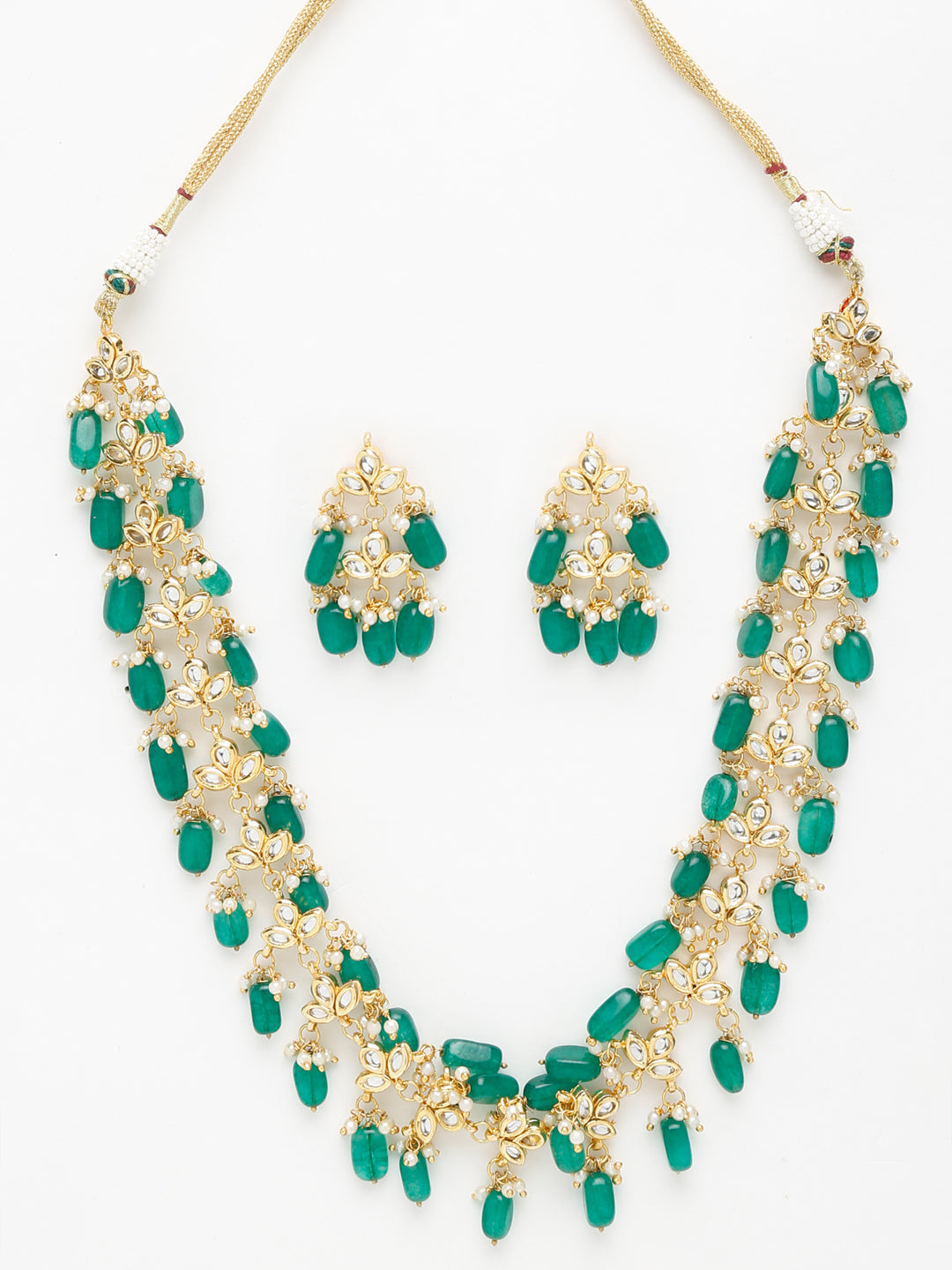 Kundan Neckpiece With Earrings - Ruby Raang | Grocsy
