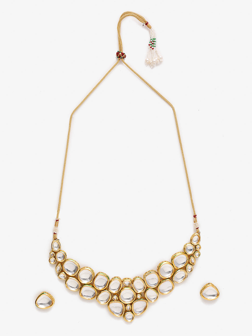 Gold Kundan Choker With Studs - Ruby Raang | Grocsy