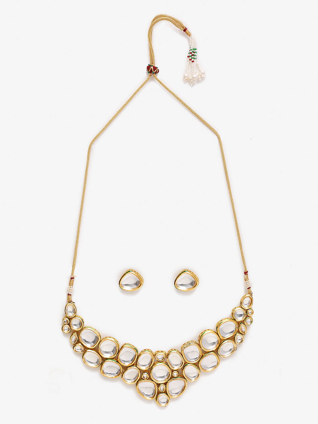 Gold Kundan Choker With Studs - Ruby Raang | Grocsy