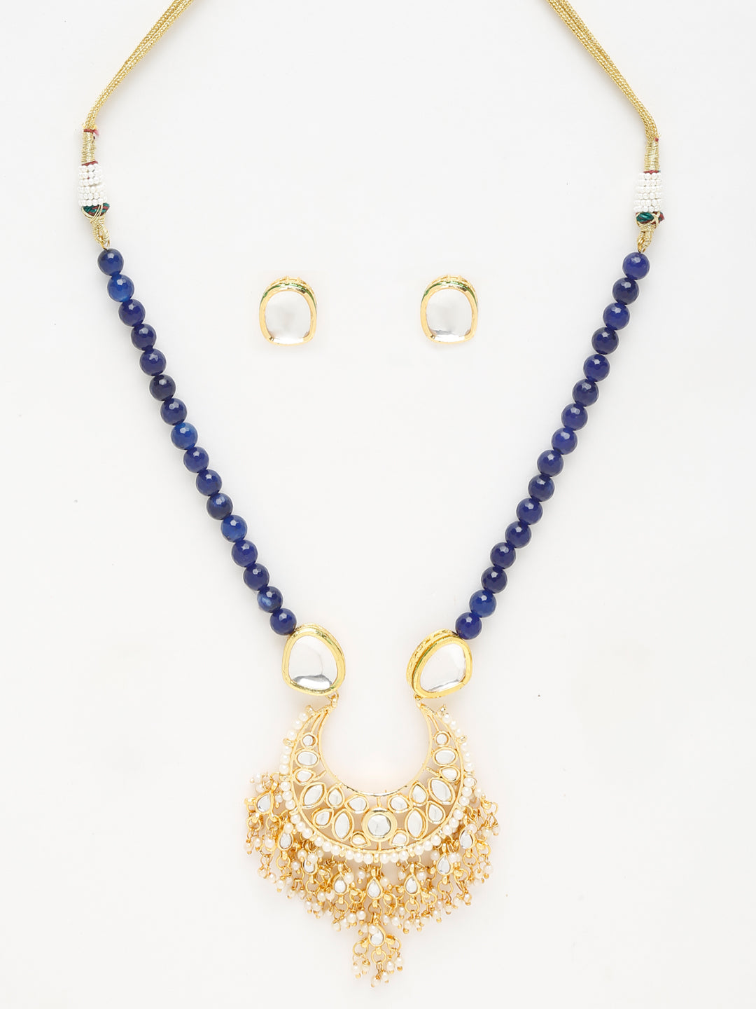 Stone Kundan Neckpiece With Studs - Ruby Raang | Grocsy