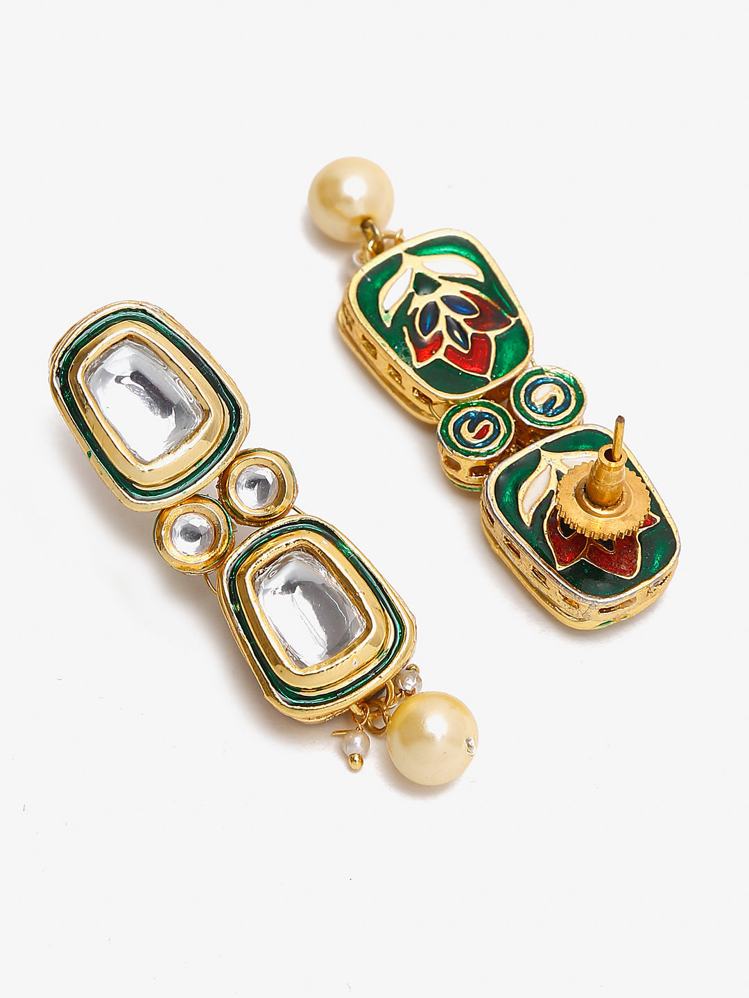 White Gold Toned Meenakari Kundan Choker With Earrings - Ruby Raang | Grocsy