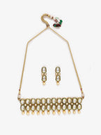 White Gold Toned Meenakari Kundan Choker With Earrings - Ruby Raang | Grocsy