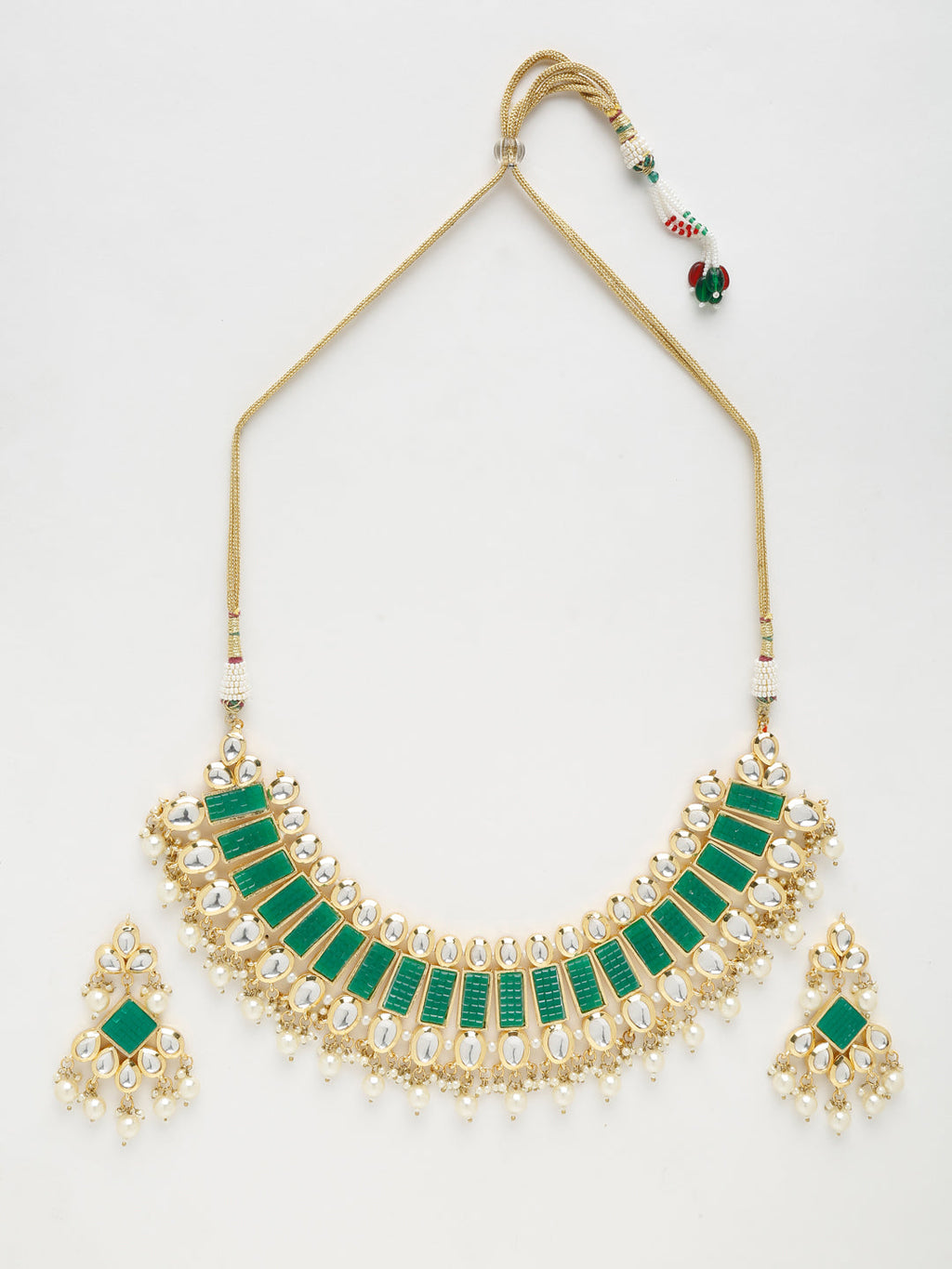 Kundan Neckpiece With Earrings - Ruby Raang | Grocsy