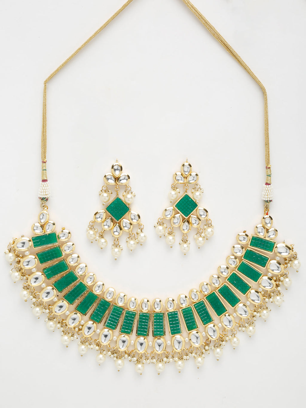 Kundan Neckpiece With Earrings - Ruby Raang | Grocsy
