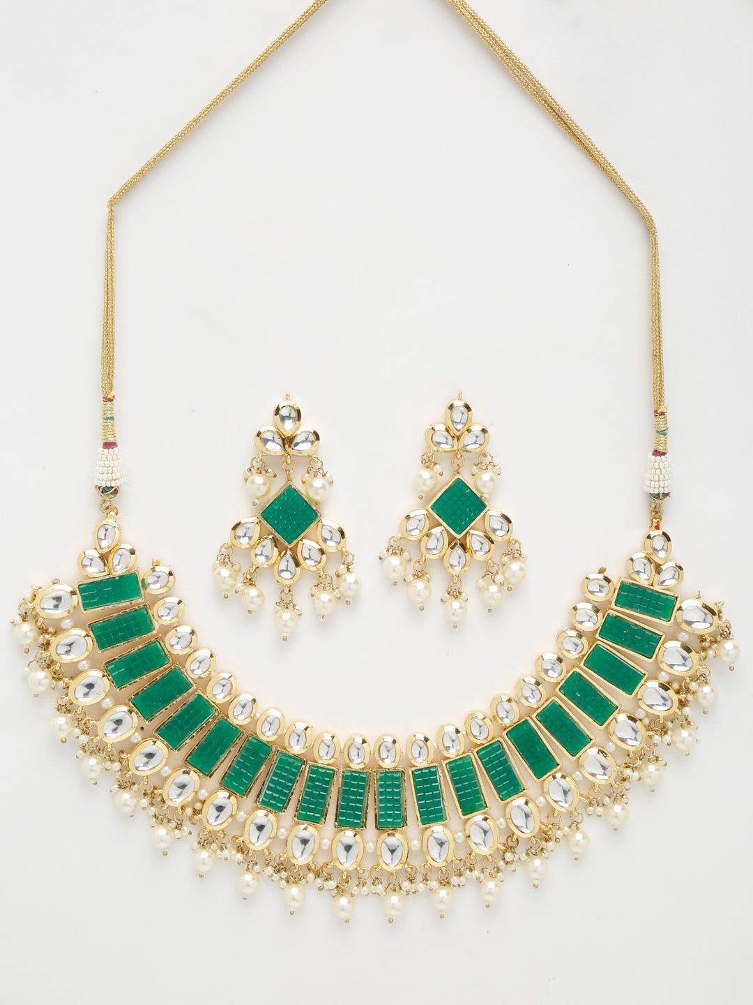 Kundan Neckpiece With Earrings - Ruby Raang | Grocsy