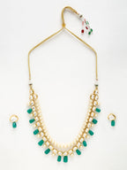Long Kundan Neckpiece With Earrings - Ruby Raang | Grocsy