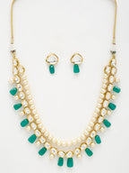 Long Kundan Neckpiece With Earrings - Ruby Raang | Grocsy