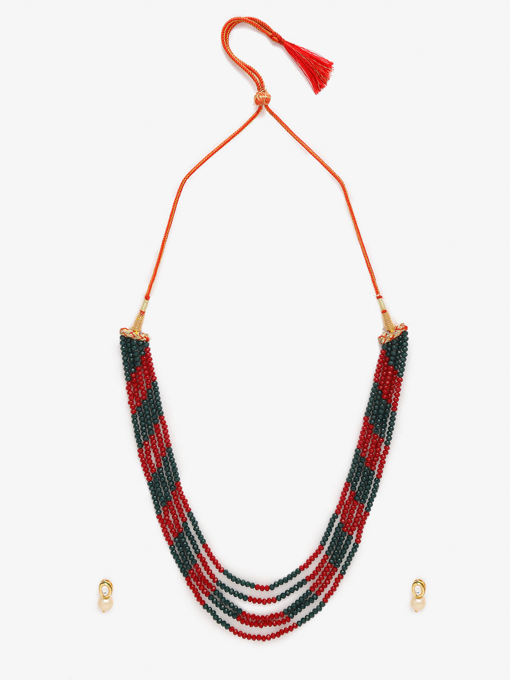 Red Black Multi Layered Onyx Neckpiece With Kundan Studs - Ruby Raang | Grocsy