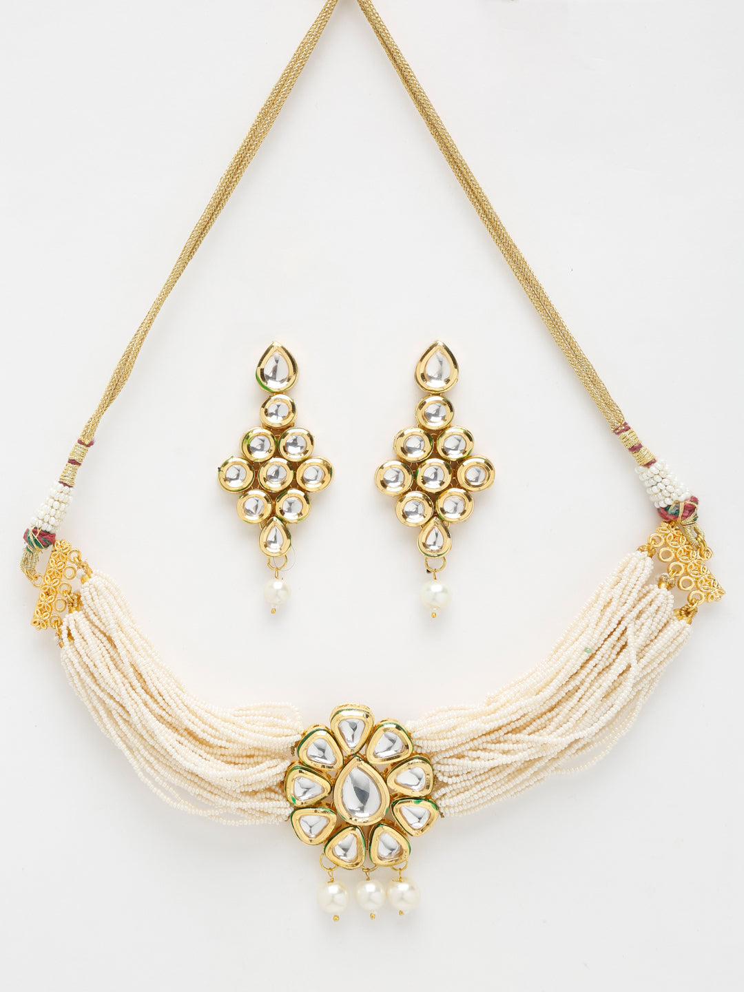 Kundan Choker With Earrings - Ruby Raang | Grocsy