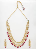 Kundan Neckpiece With Earrings - Ruby Raang | Grocsy