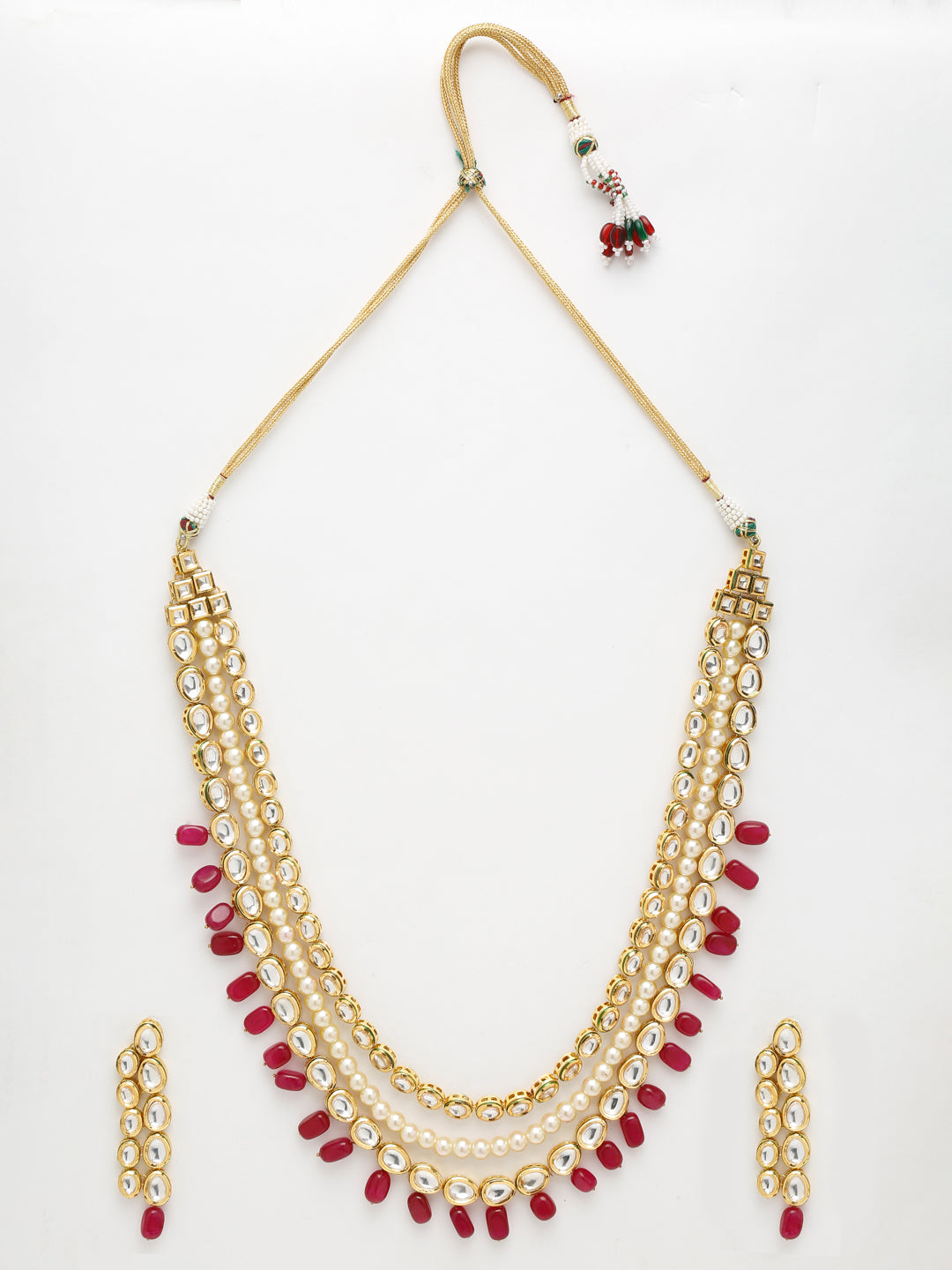 Kundan Neckpiece With Earrings - Ruby Raang | Grocsy
