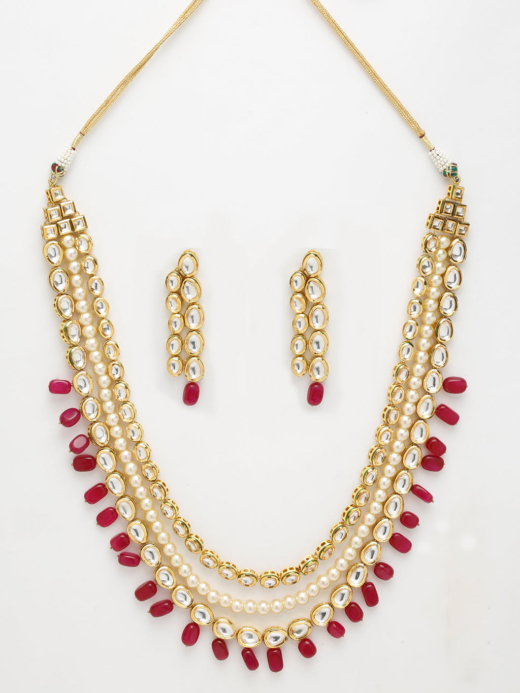 Kundan Neckpiece With Earrings - Ruby Raang | Grocsy