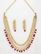 Kundan Neckpiece With Earrings - Ruby Raang | Grocsy