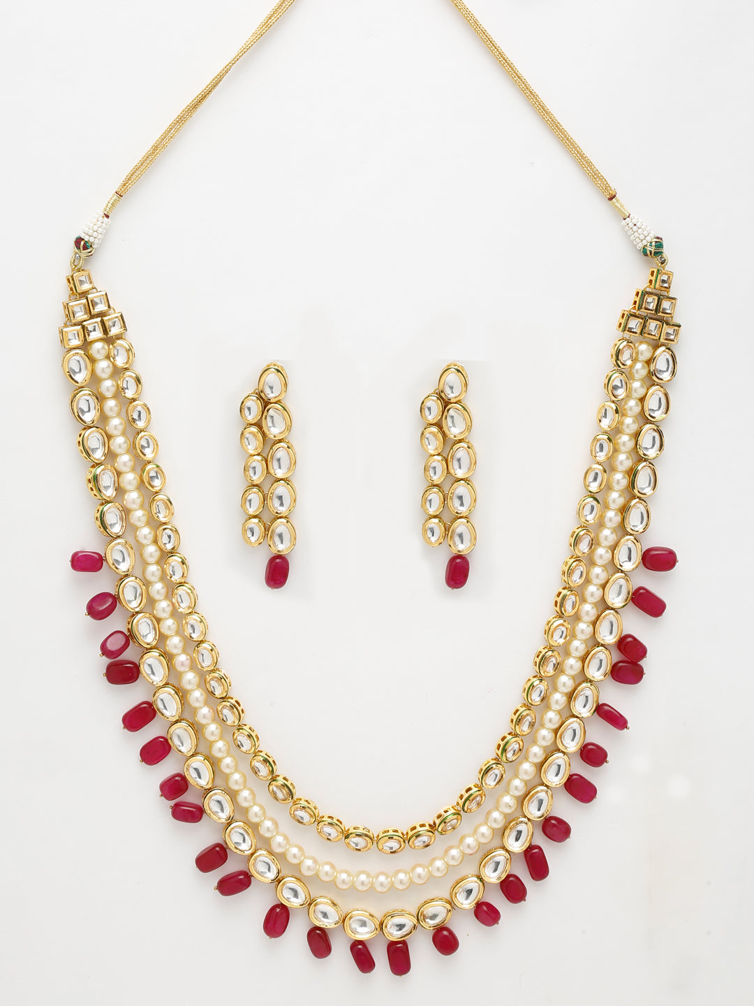 Kundan Neckpiece With Earrings - Ruby Raang | Grocsy