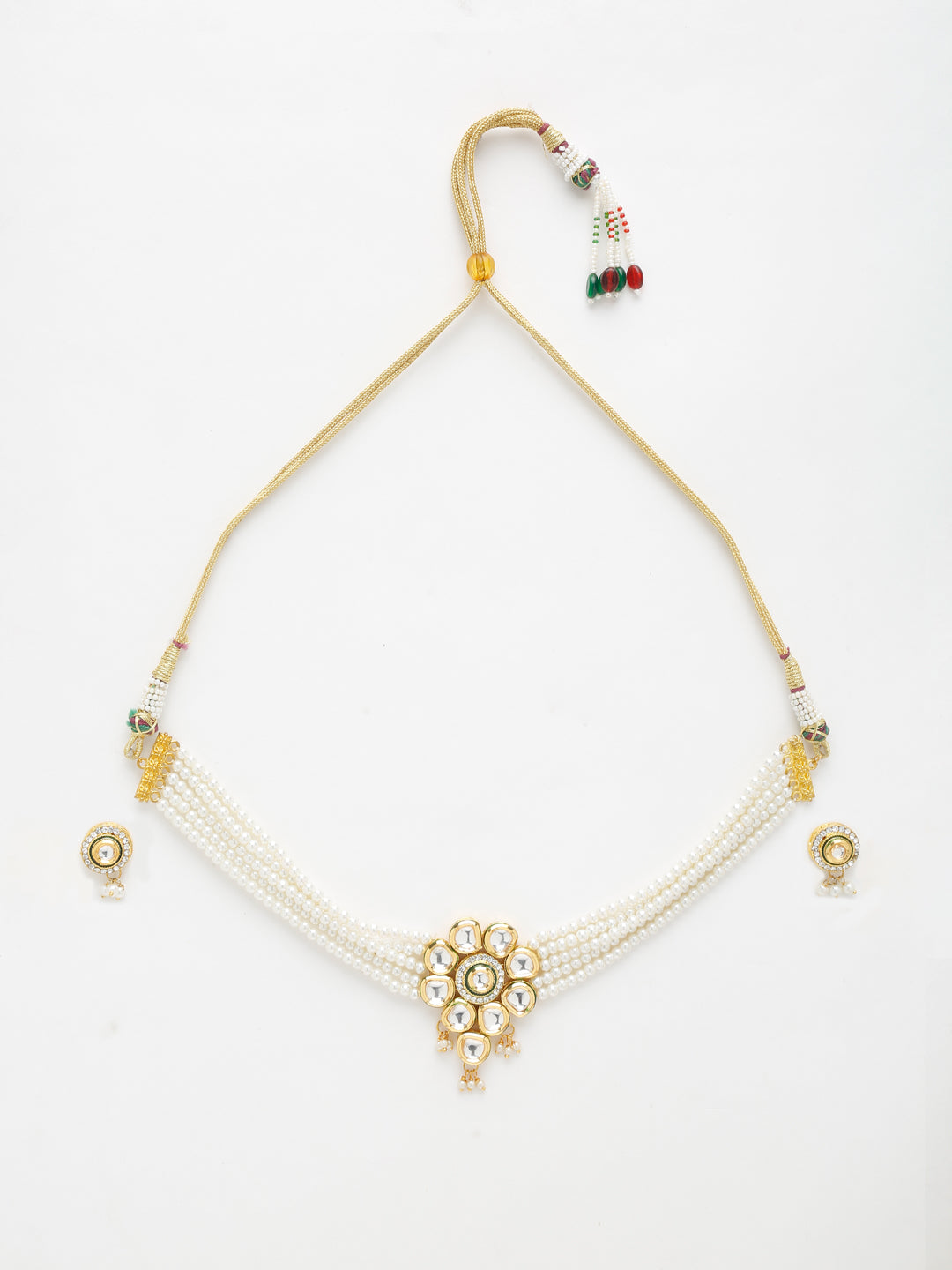 Kundan Choker With Pearls, Earrings - Ruby Raang | Grocsy