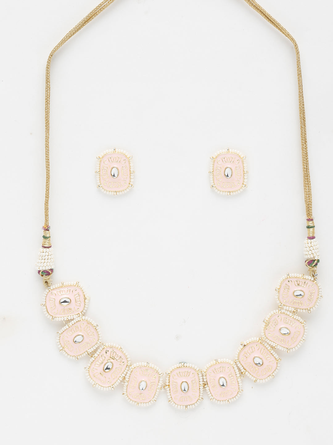 Kundan Choker With Pearls, Earrings & Maang Tikka - Ruby Raang | Grocsy