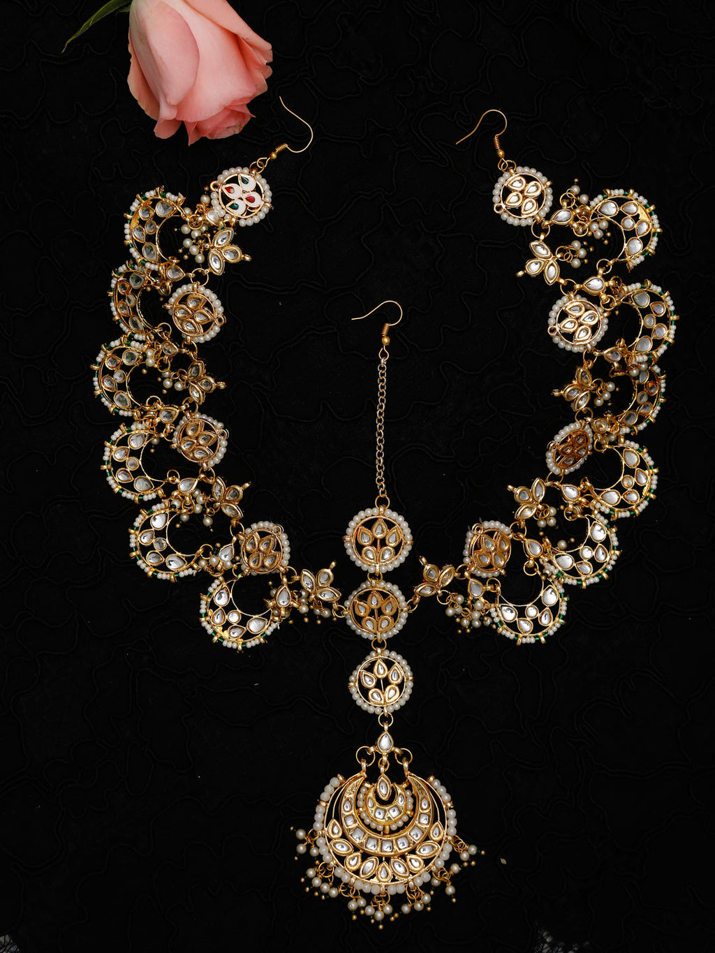 Women's Gold Kundan Maharani Matha Patti - Ruby Raang | Grocsy