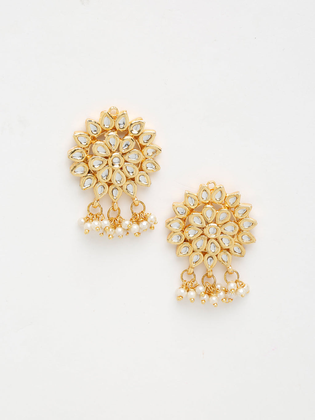 Gold-Polished Kundan Earrings - Ruby Raang | Grocsy