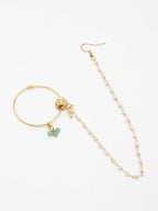 Gold-Polished Kundan Nose Ring - Ruby Raang | Grocsy