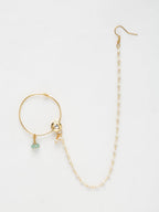 Gold-Polished Kundan Nose Ring - Ruby Raang | Grocsy