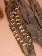 Gold-Polished White Kundan Set Of 2 Anklets - Ruby Raang | Grocsy