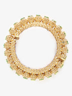 Gold-Polished White Pearl Studded Beaded Bangle - Ruby Raang