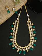 Long Kundan Neckpiece With Earrings - Ruby Raang | Grocsy