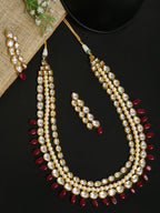 Kundan Neckpiece With Earrings - Ruby Raang | Grocsy