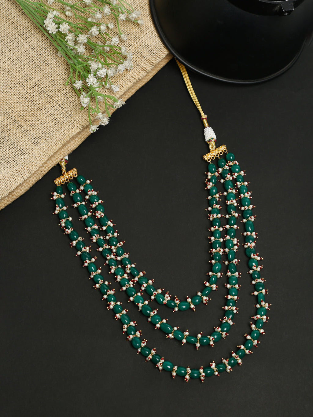 Long Stone Layered Neckpiece - Ruby Raang | Grocsy