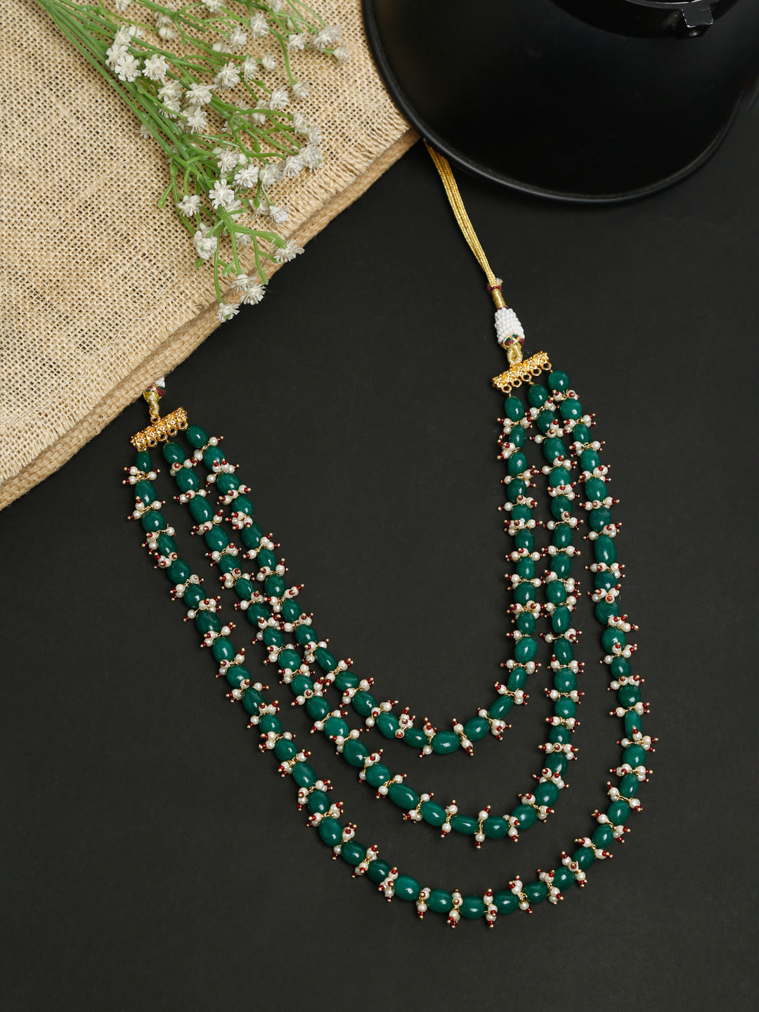 Long Stone Layered Neckpiece - Ruby Raang | Grocsy