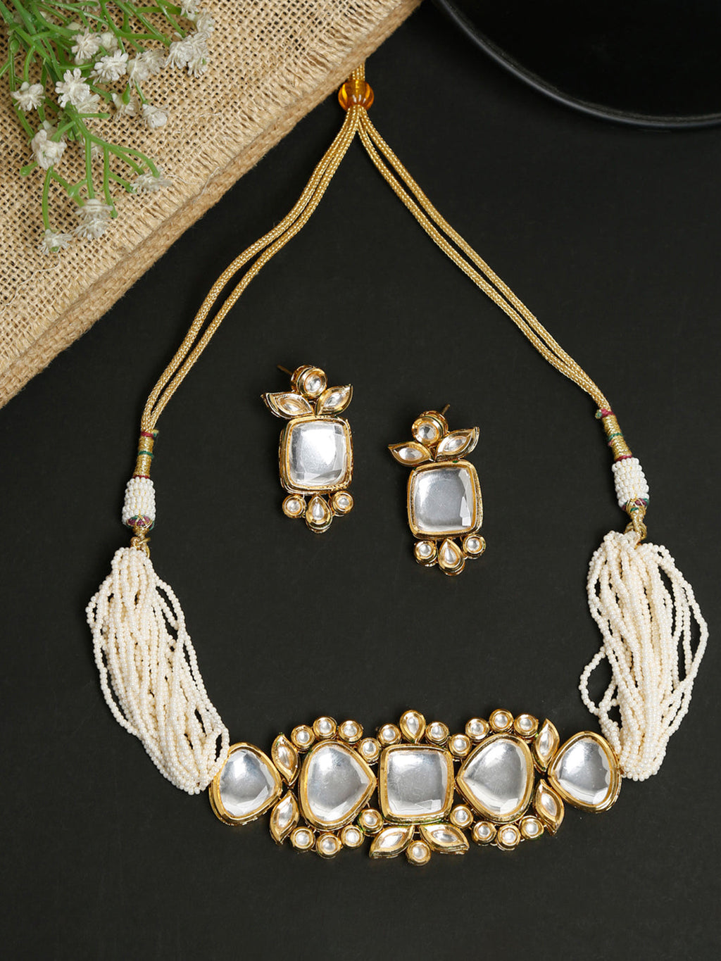 Kundan Choker With Earrings - Ruby Raang | Grocsy