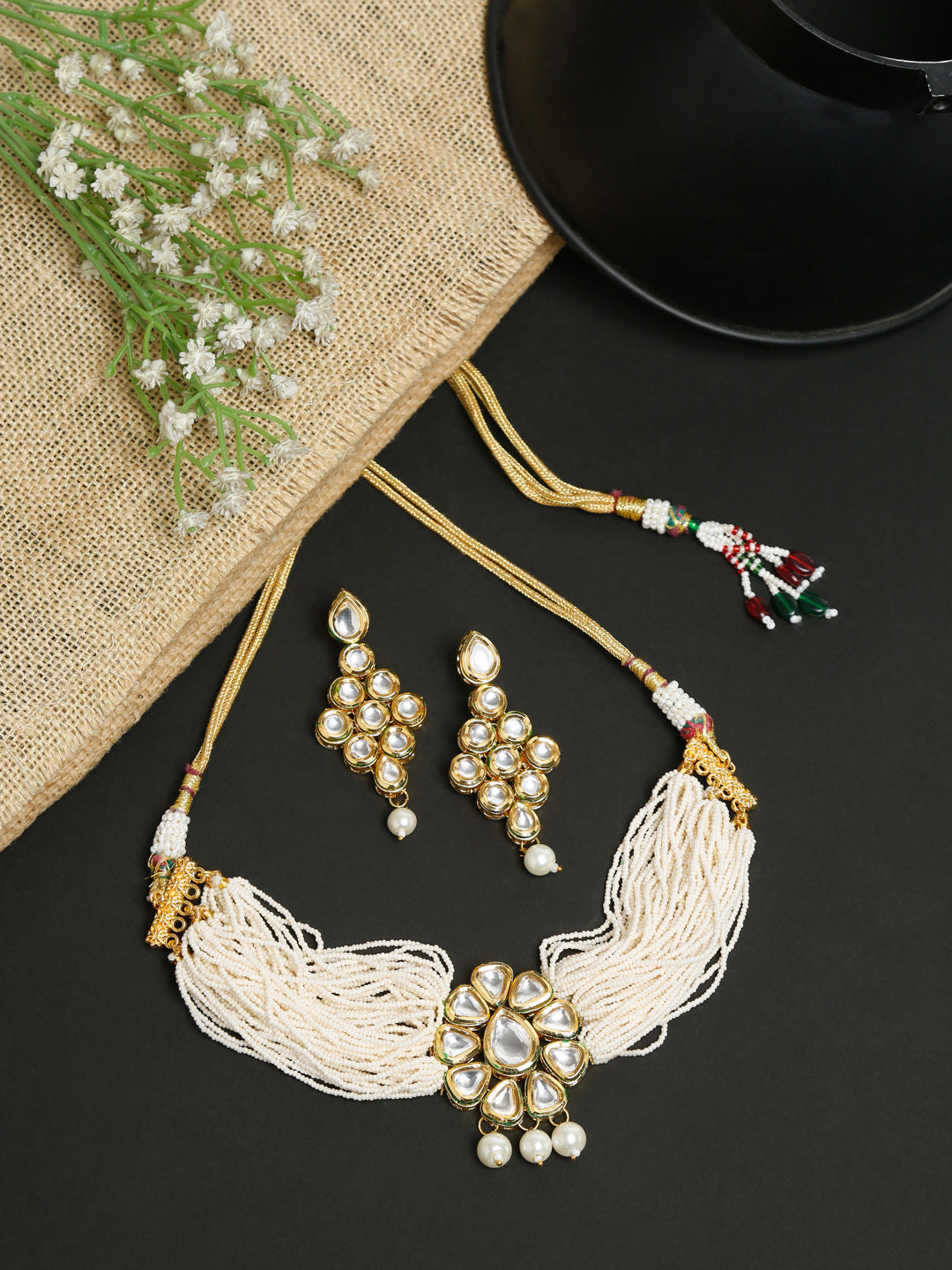 Kundan Choker With Earrings - Ruby Raang | Grocsy