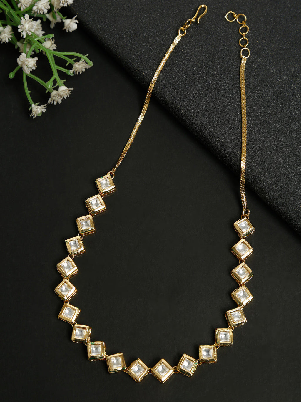 Gold-Polished Kundan Choker - Ruby Raang | Grocsy