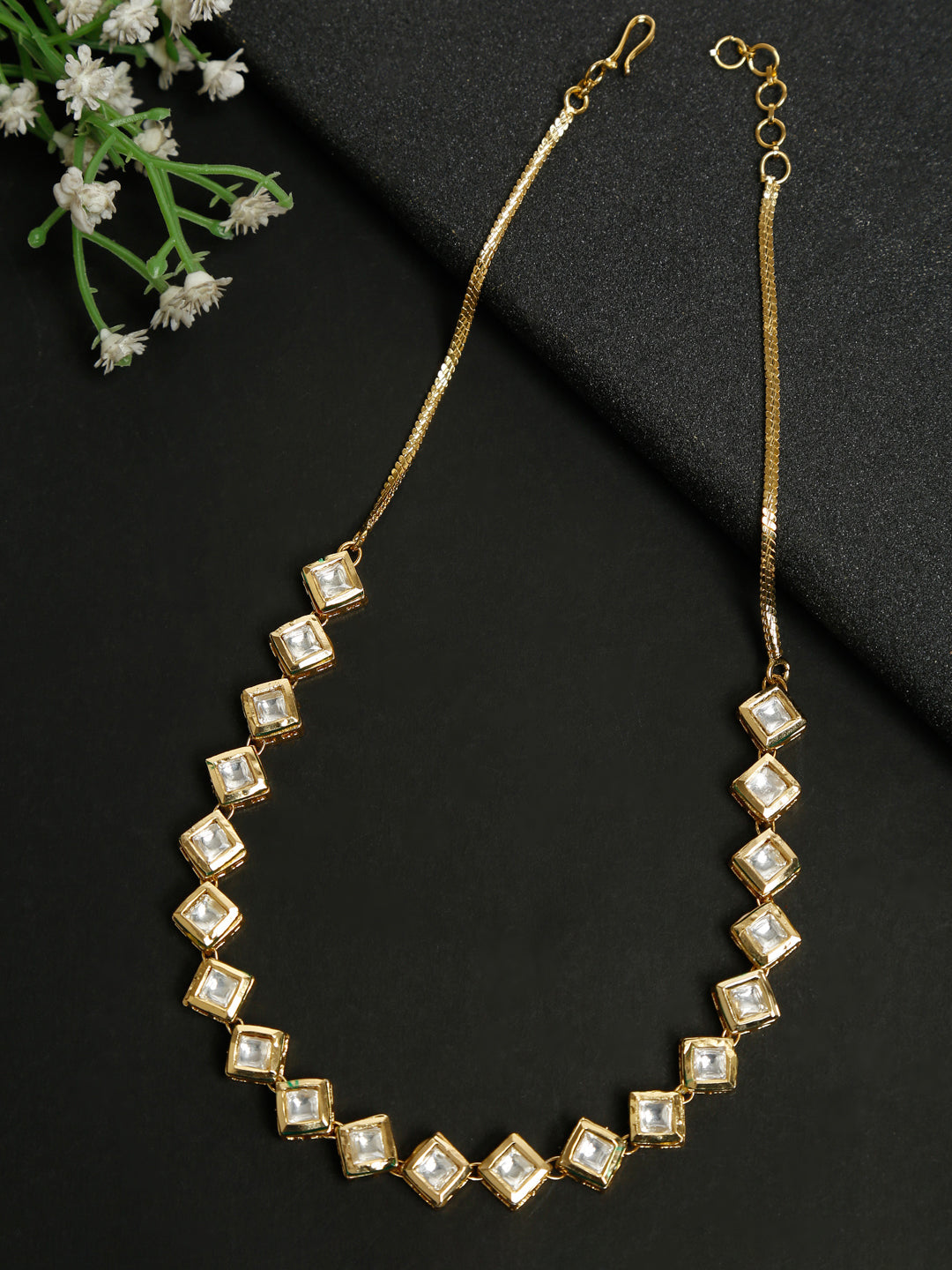 Gold-Polished Kundan Choker - Ruby Raang | Grocsy