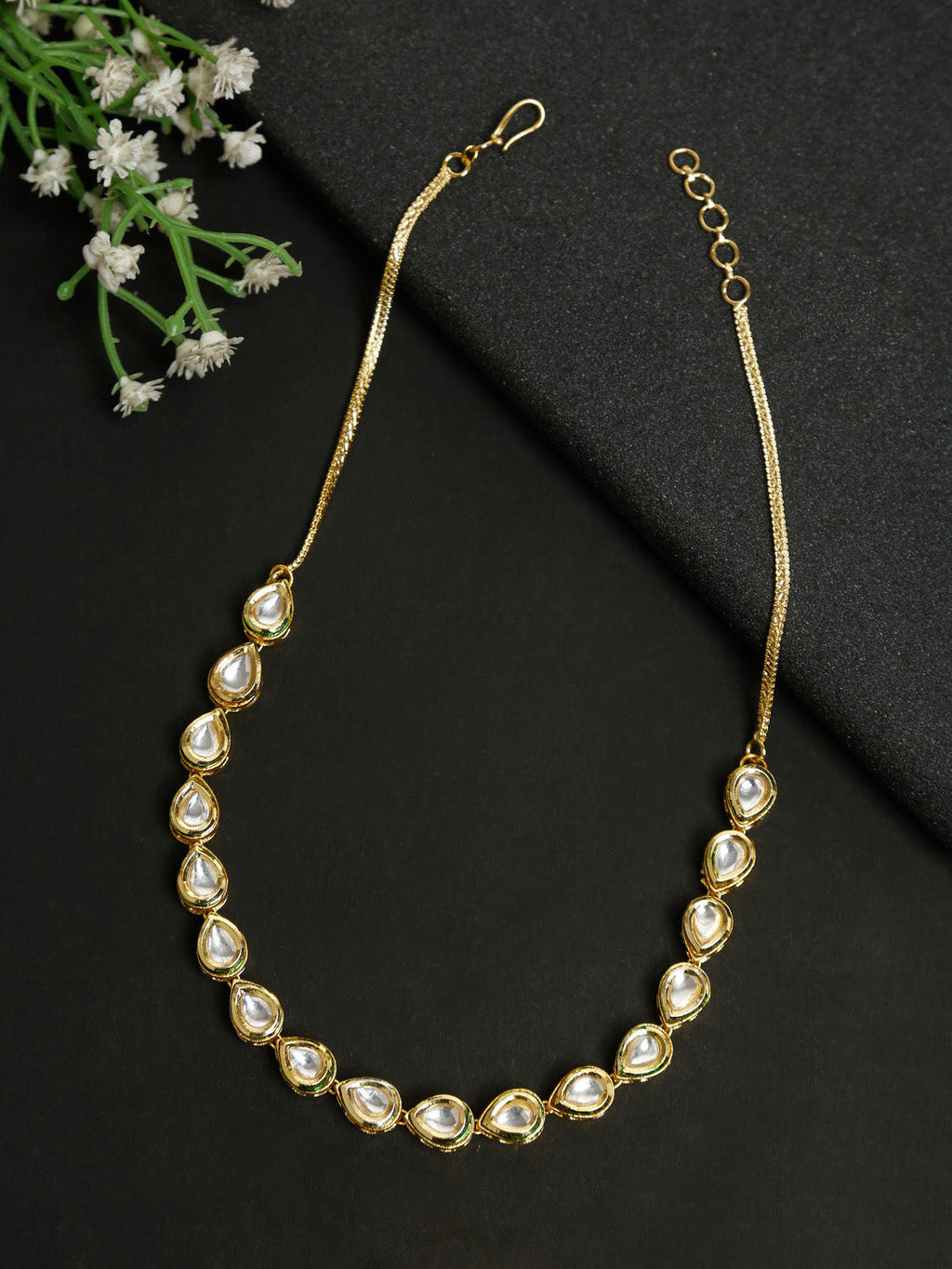 Gold-Polished Kundan Choker - Ruby Raang | Grocsy