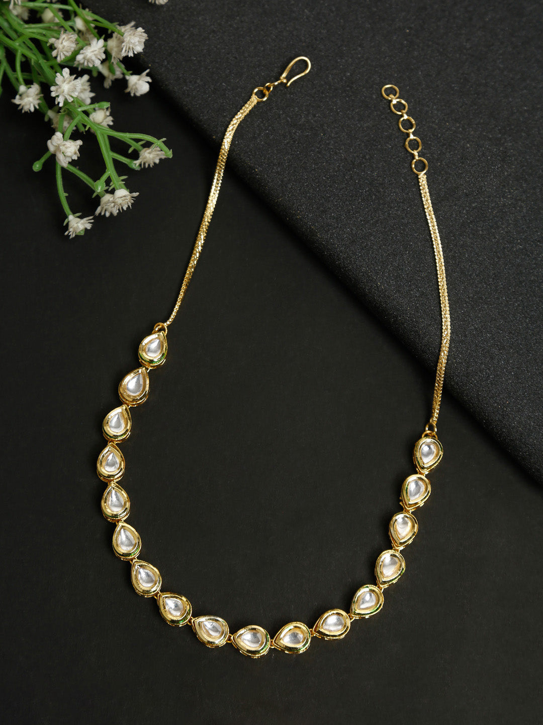 Gold-Polished Kundan Choker - Ruby Raang | Grocsy