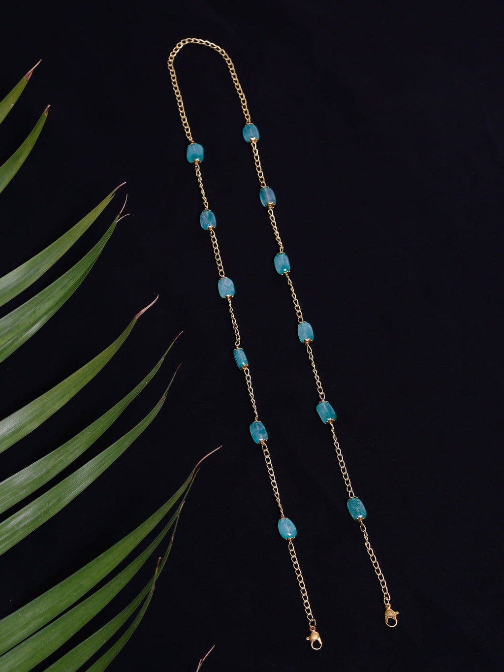 Stone And Gold-Polished Mask Chain - Ruby Raang | Grocsy