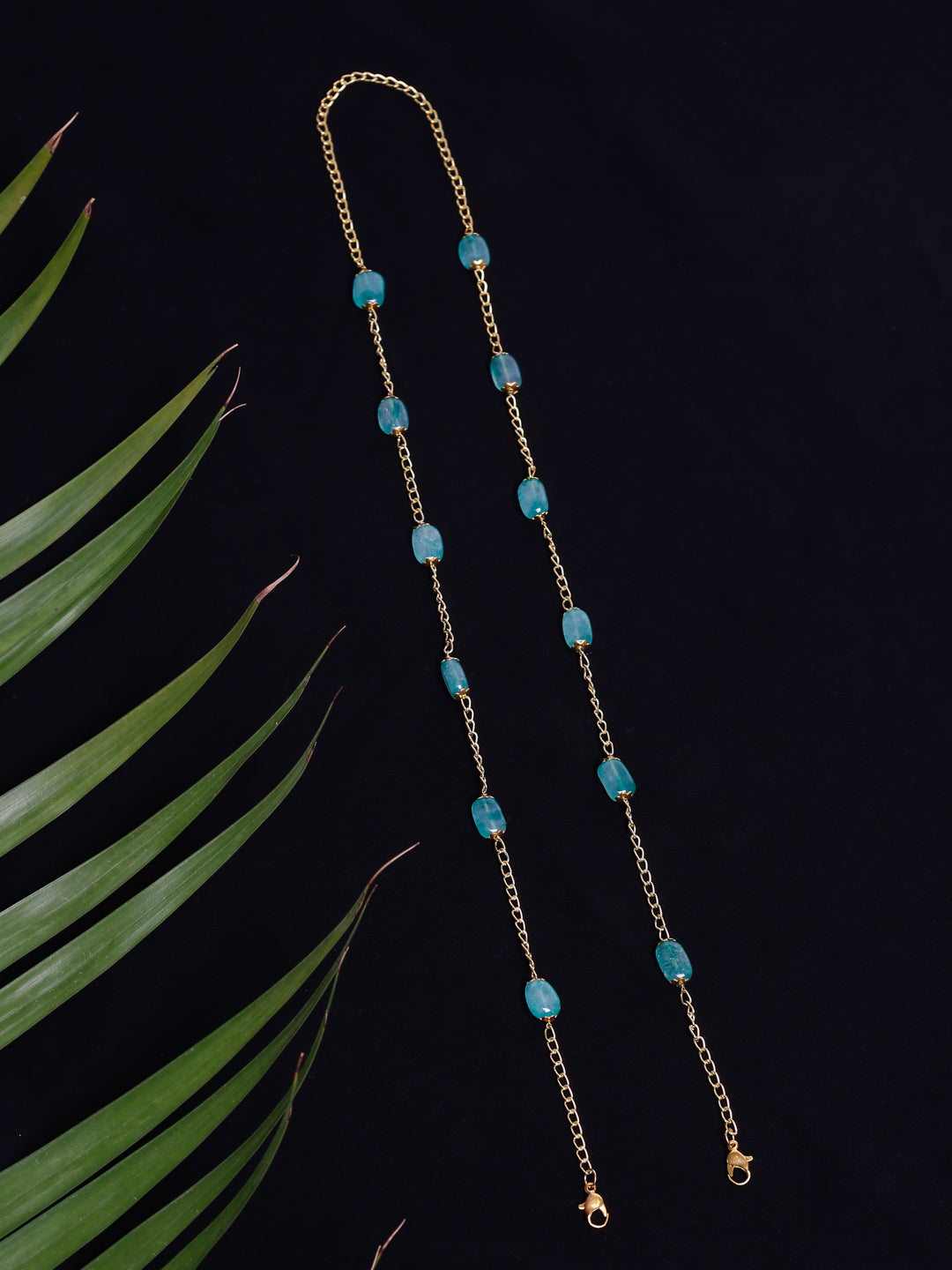 Stone And Gold-Polished Mask Chain - Ruby Raang | Grocsy