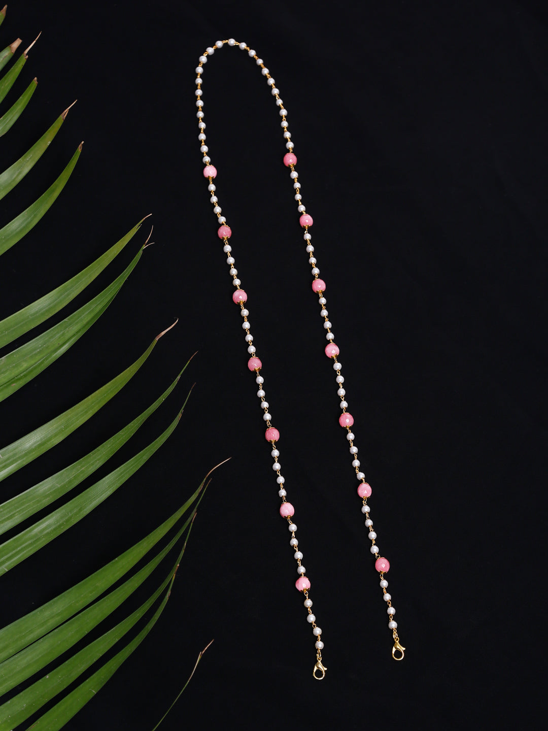 Stone And Gold-Polished Mask Chain - Ruby Raang | Grocsy