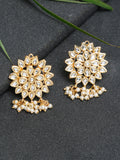 Gold-Polished Kundan Earrings - Ruby Raang | Grocsy