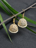 Gold-Polished Kundan Jhumka - Ruby Raang