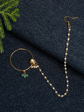 Gold-Polished Kundan Nose Ring - Ruby Raang | Grocsy