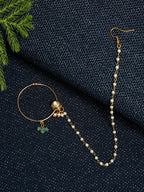 Gold-Polished Kundan Nose Ring - Ruby Raang | Grocsy