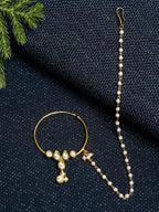 Gold-Polished Kundan Nose Ring - Ruby Raang | Grocsy