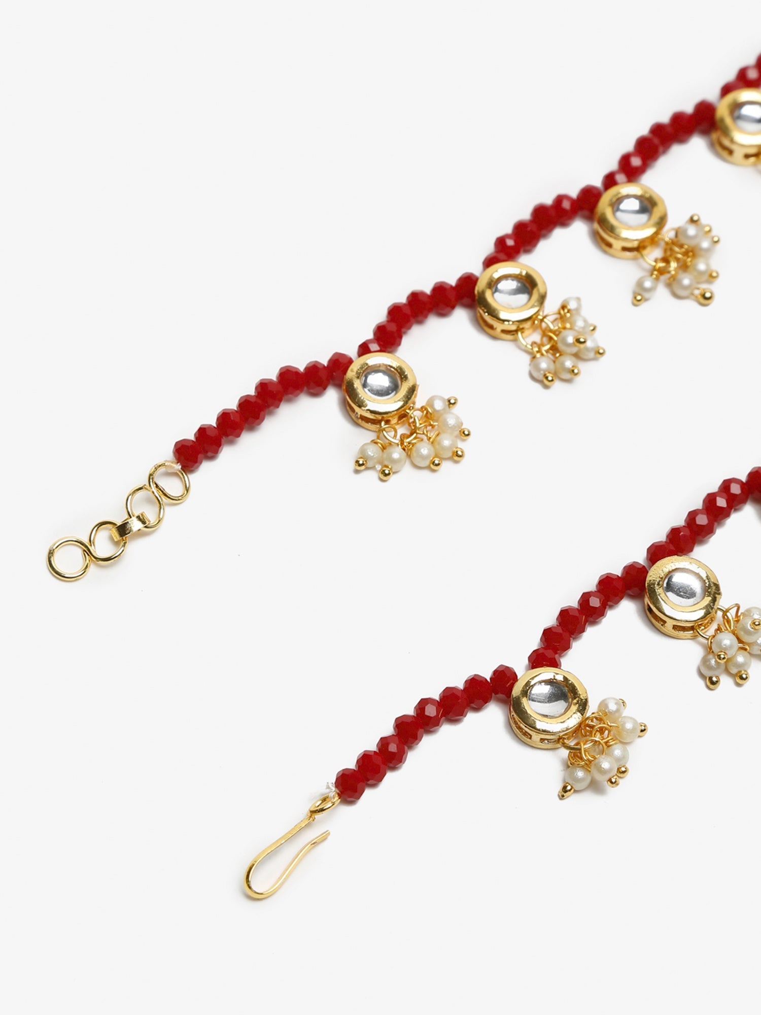 Women's Set Of 2 Red Anklets - Ruby Raang | Grocsy