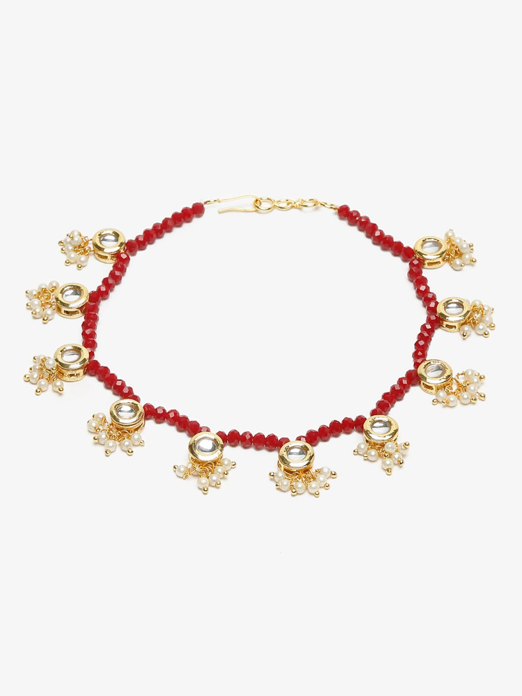 Women's Set Of 2 Red Anklets - Ruby Raang | Grocsy
