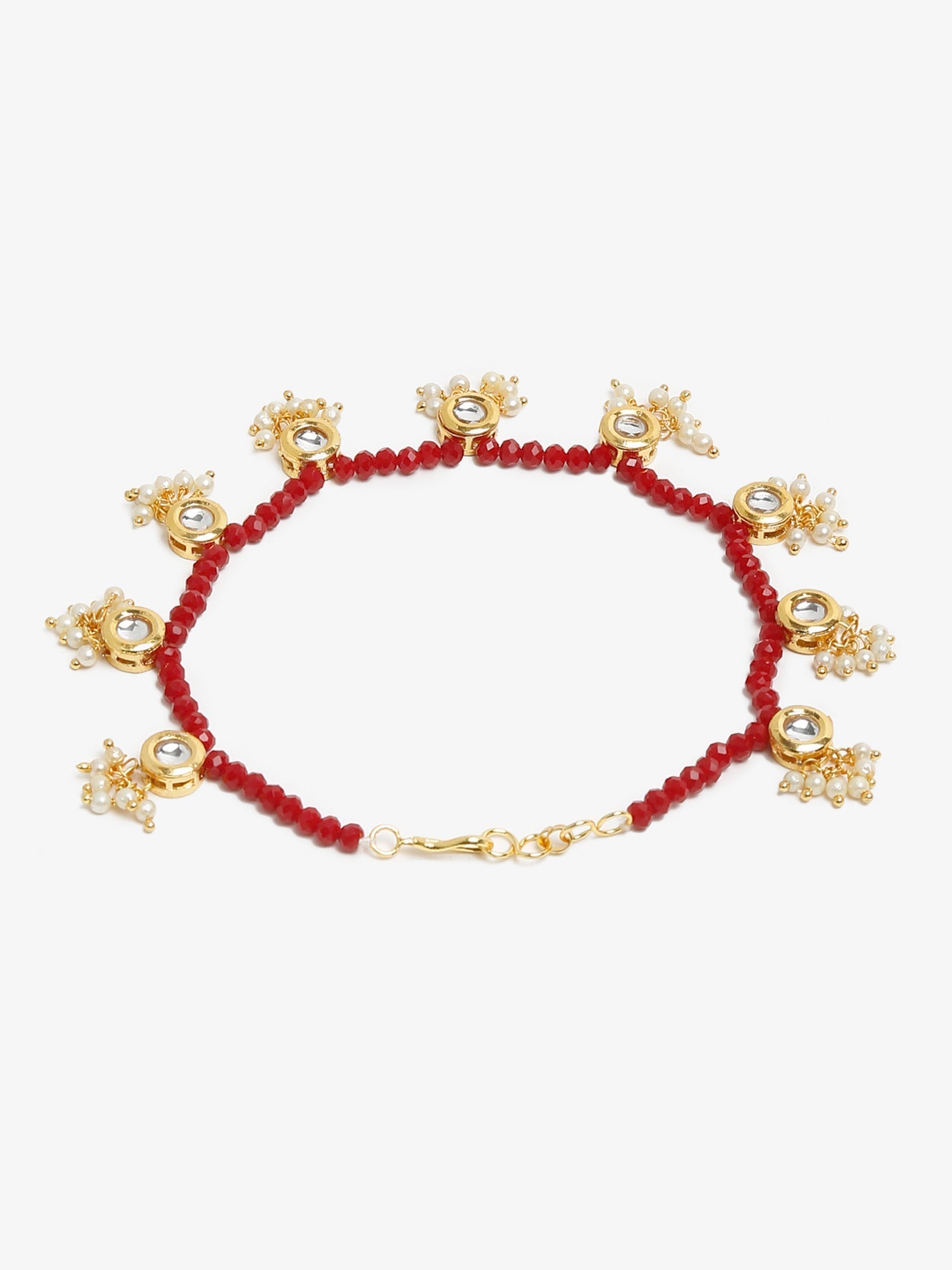 Women's Set Of 2 Red Anklets - Ruby Raang | Grocsy