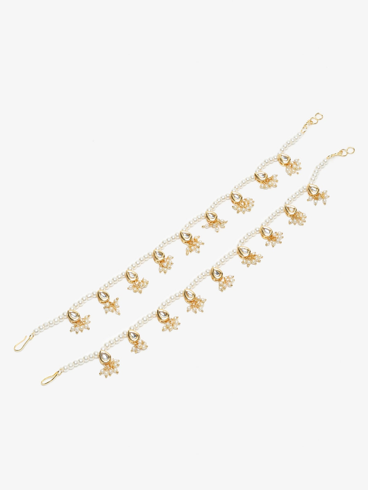 Women's White Gold Pearl Anklets - Ruby Raang | Grocsy