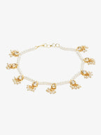 Women's White Gold Pearl Anklets - Ruby Raang | Grocsy