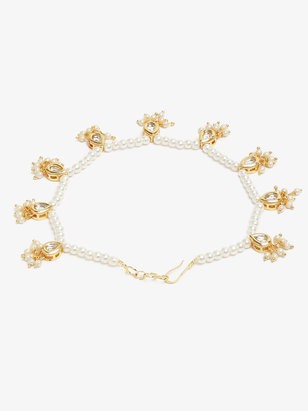 Women's White Gold Pearl Anklets - Ruby Raang | Grocsy
